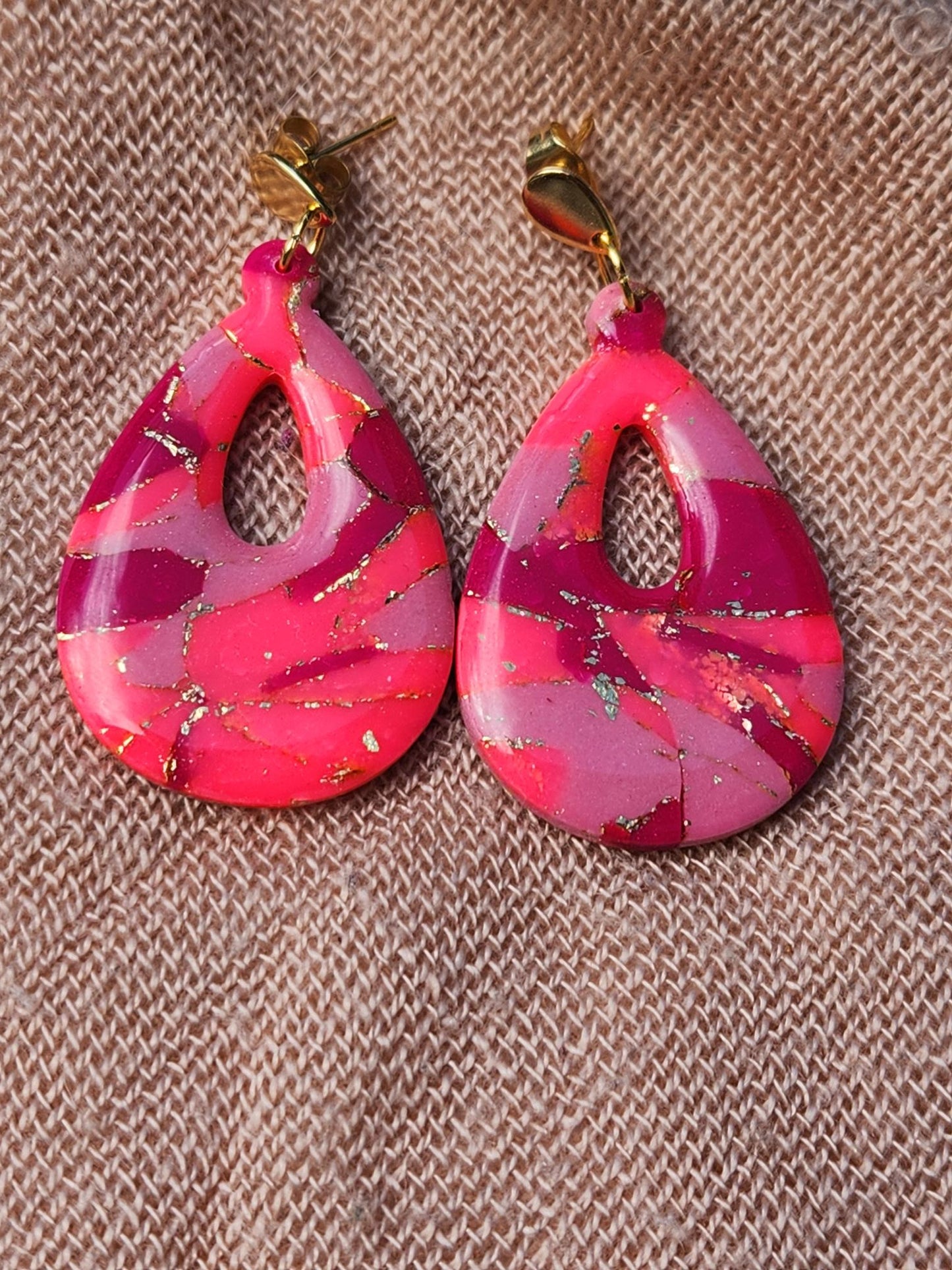 Bright Pink & Purple Statement Earrings