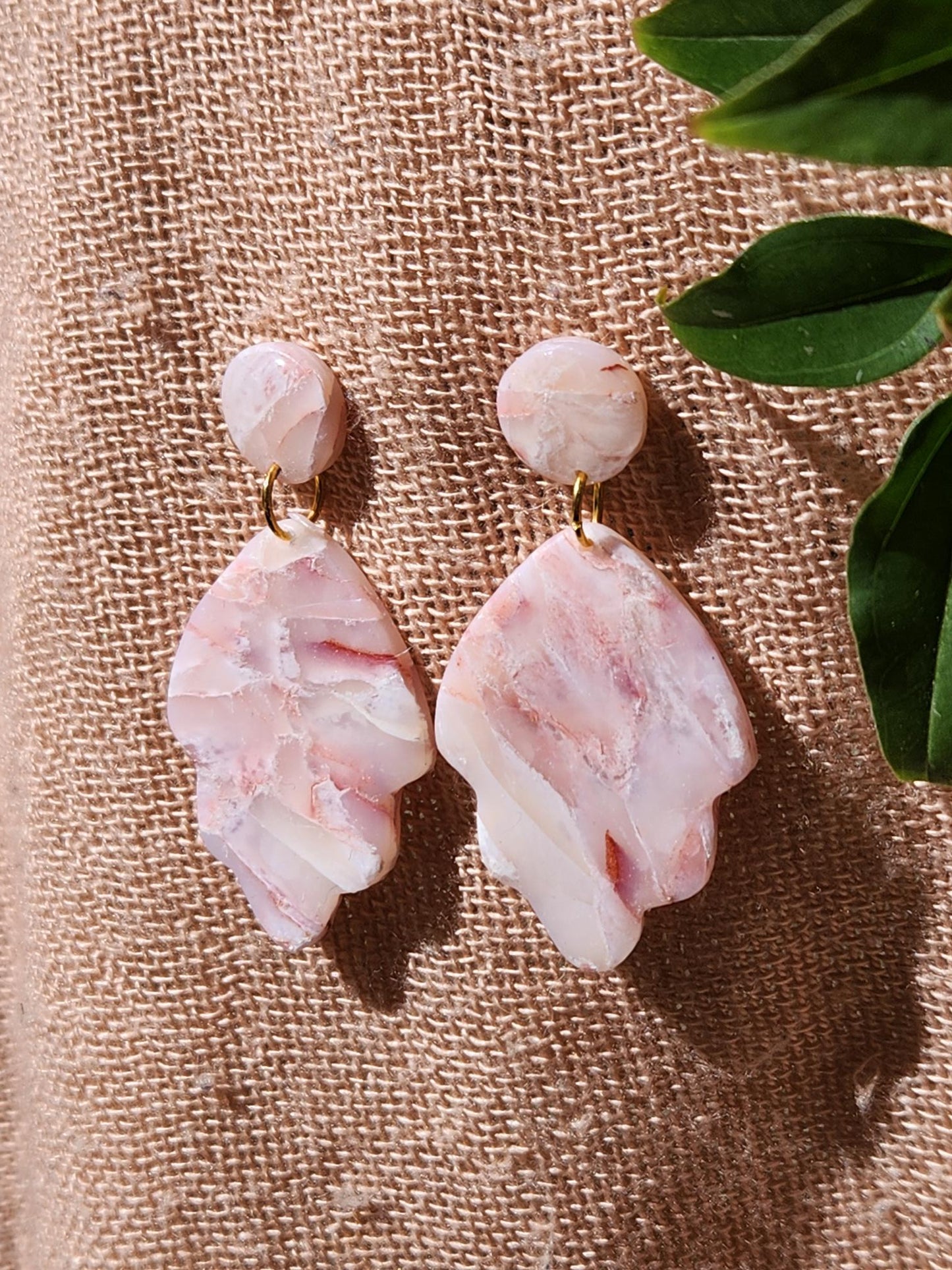 Pink Stone Effect Puddle Earrings