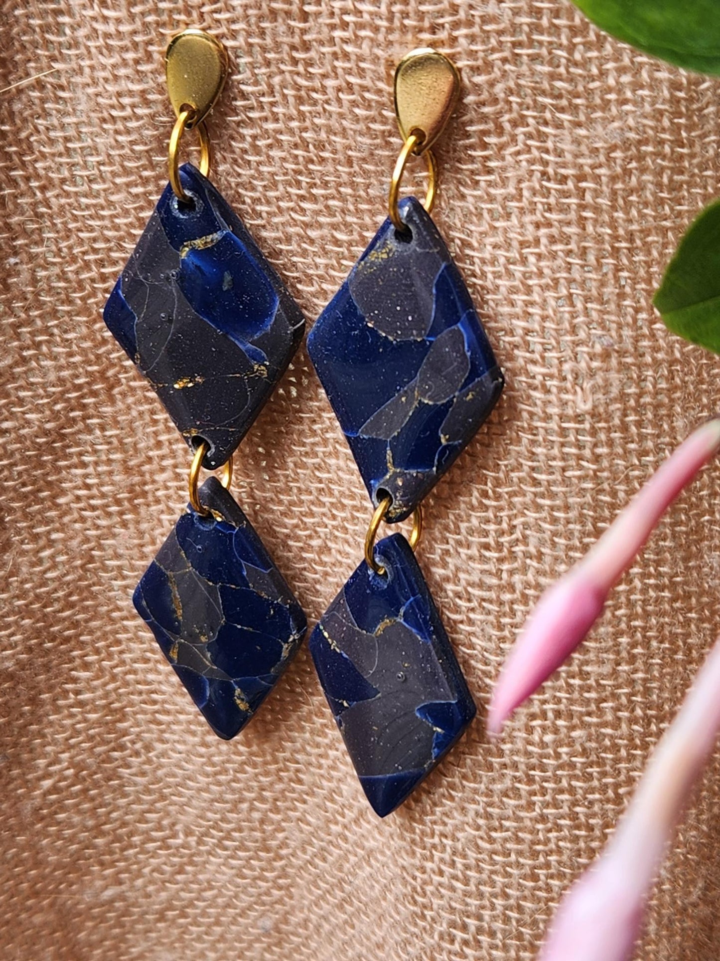 Midnight Long 2 Diamond Drop Earrings