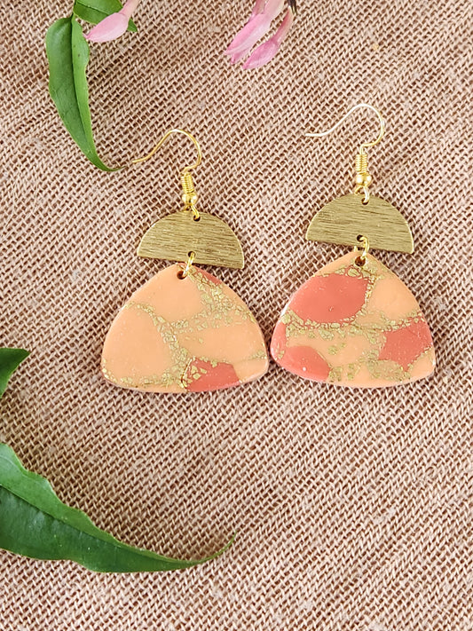 Peach & Coral Gold Statement Earrings