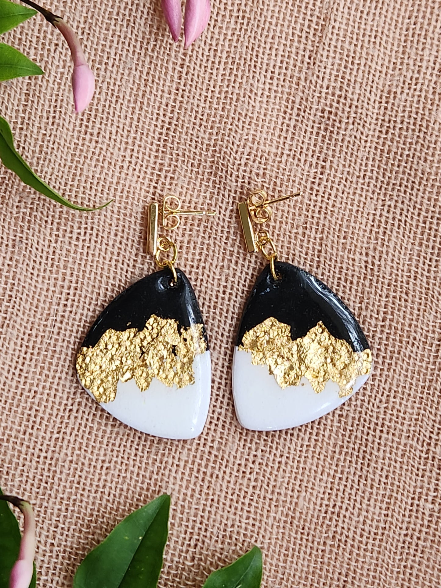 Black, White & Gold Statement Earrings