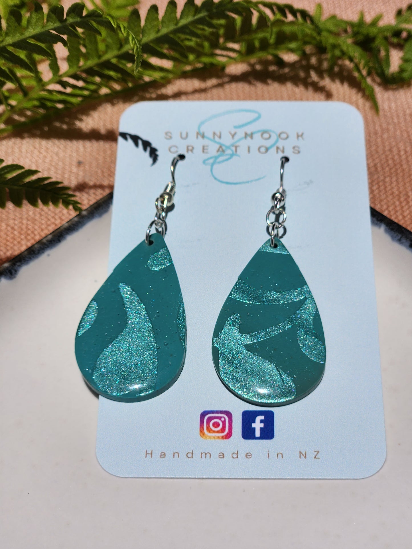 Green 2 Tone Teardrop Dangles